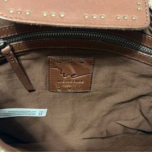 We The Free Silvie Studded Sling Bag Cognac Brown Suede - Picture 12 of 13